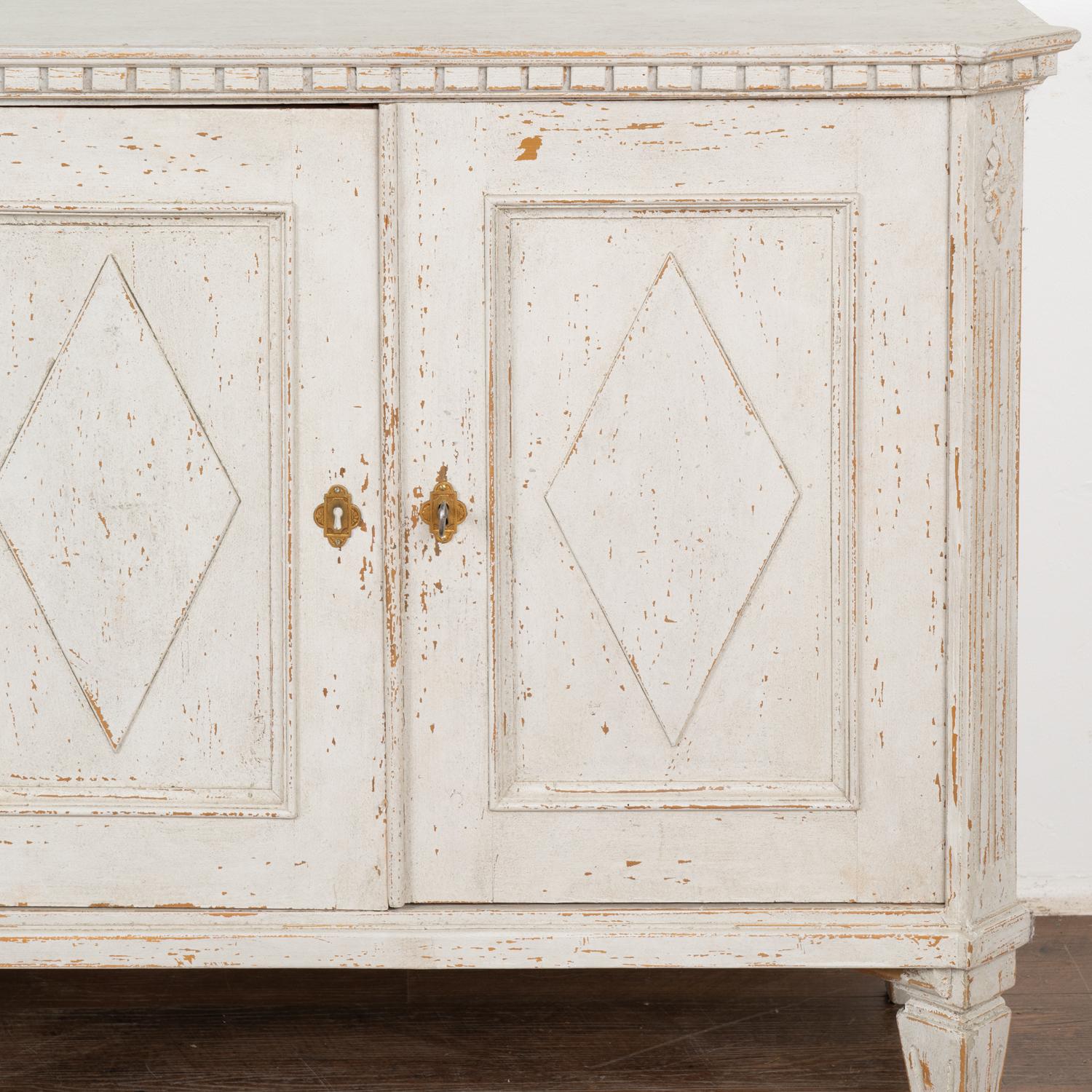 Pair, White Swedish Gustavian Sideboard Cabinets, circa 1880 For Sale 2