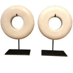 Pair of White Thick Ring Sculptures, China, Contemporary