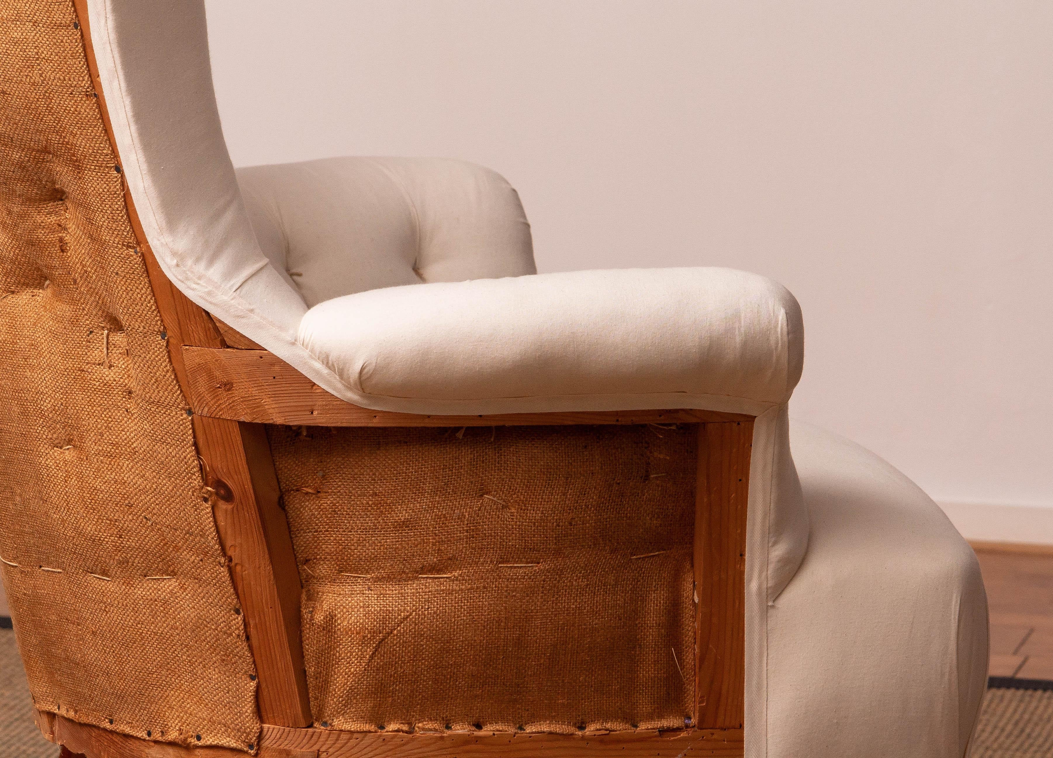 Pair White Victorian Deconstructed Style Tufted Scroll-back Chairs For Sale 11