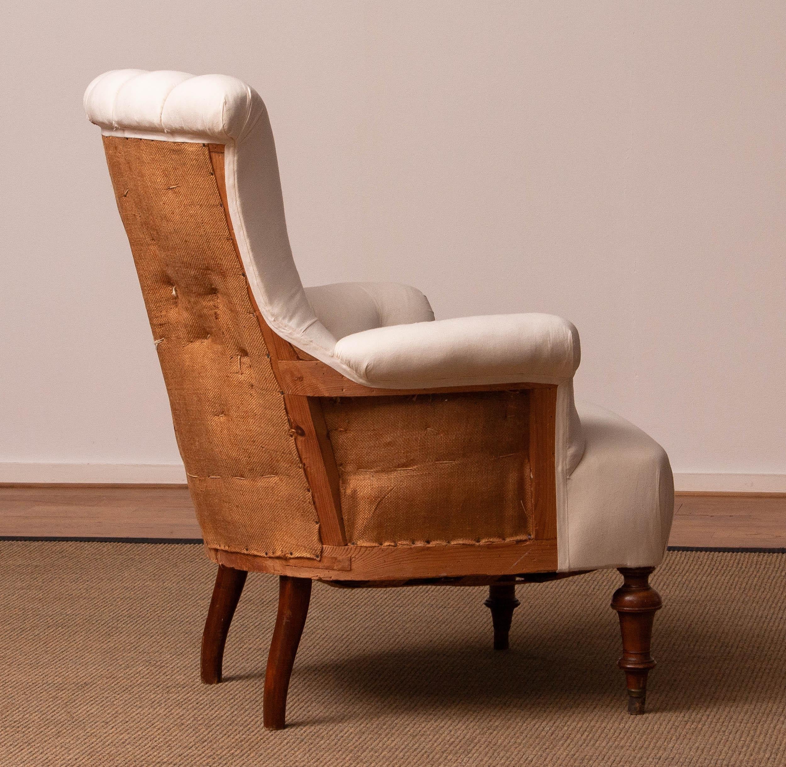 Pair White Victorian Deconstructed Style Tufted Scroll-back Chairs For Sale 12