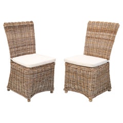 Pair Wicker Chairs Imported from England in 1990's Showroom Samples