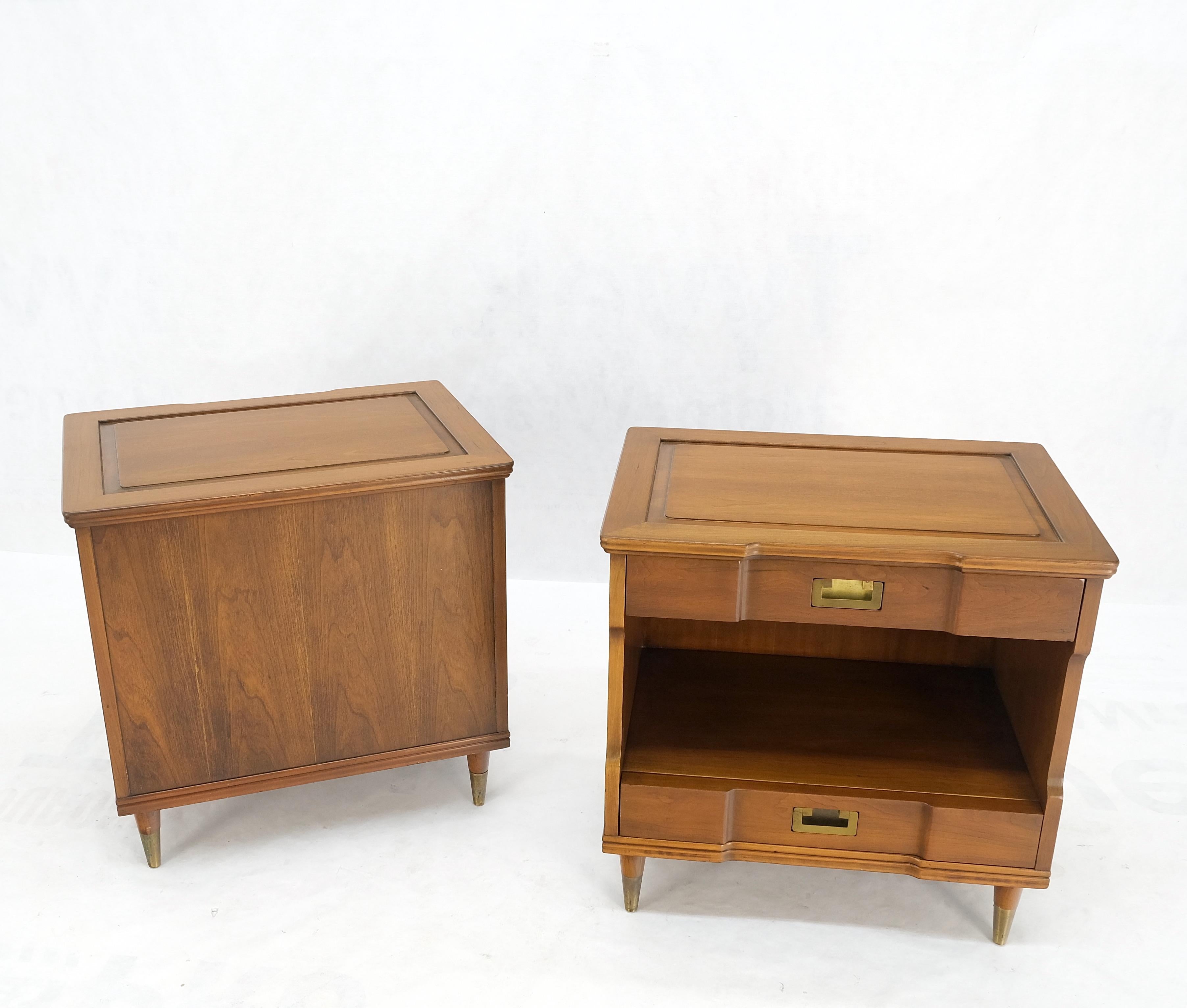 Pair Widdicomb Campaign Style Solid Cherry Brass Pulls Night Stands Tables MINT! For Sale 5