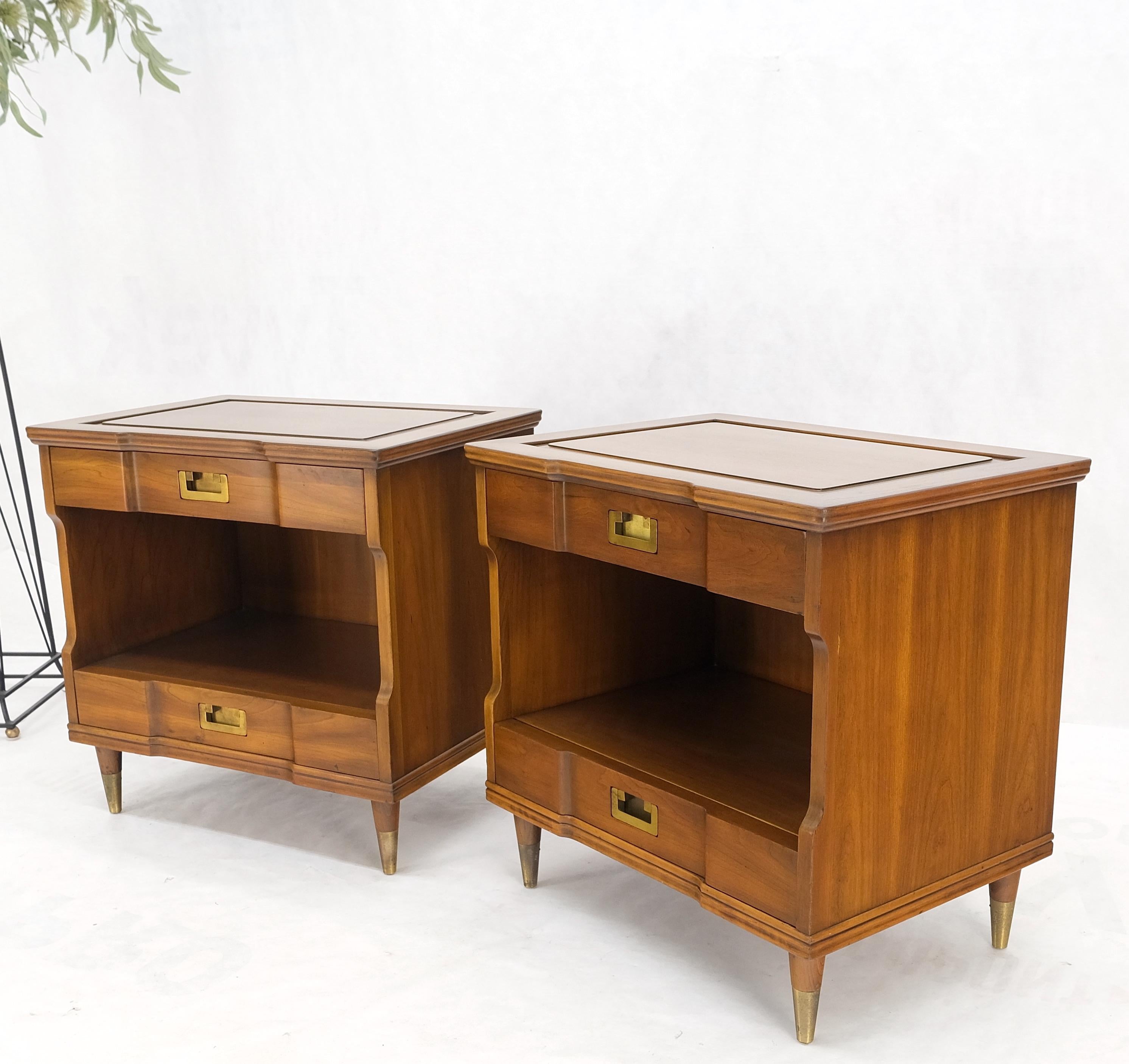 Pair Widdicomb Campaign Style Solid Cherry Brass Pulls Night Stands Tables MINT! For Sale 6