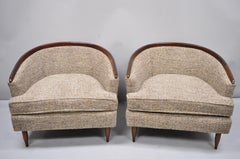 Wide Barrel Back Mid-Century Modern Club Lounge Chair after Milo Baughman, Pair