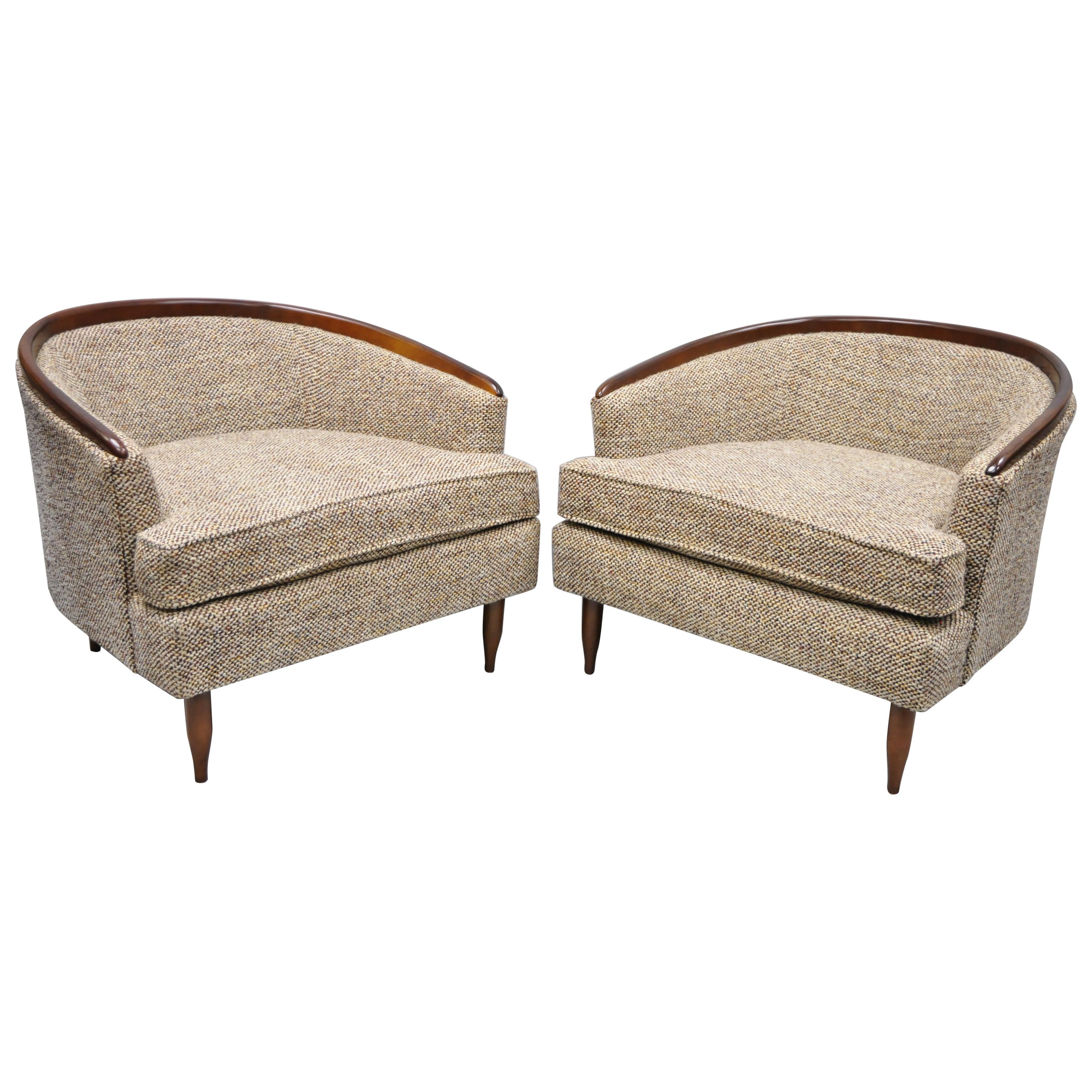 Wide Barrel Back Mid-Century Modern Club Lounge Chair after Milo Baughman, Pair
