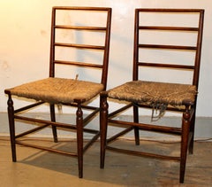 Paire William Birch Liberty & Co. Chaises à siège en jonc