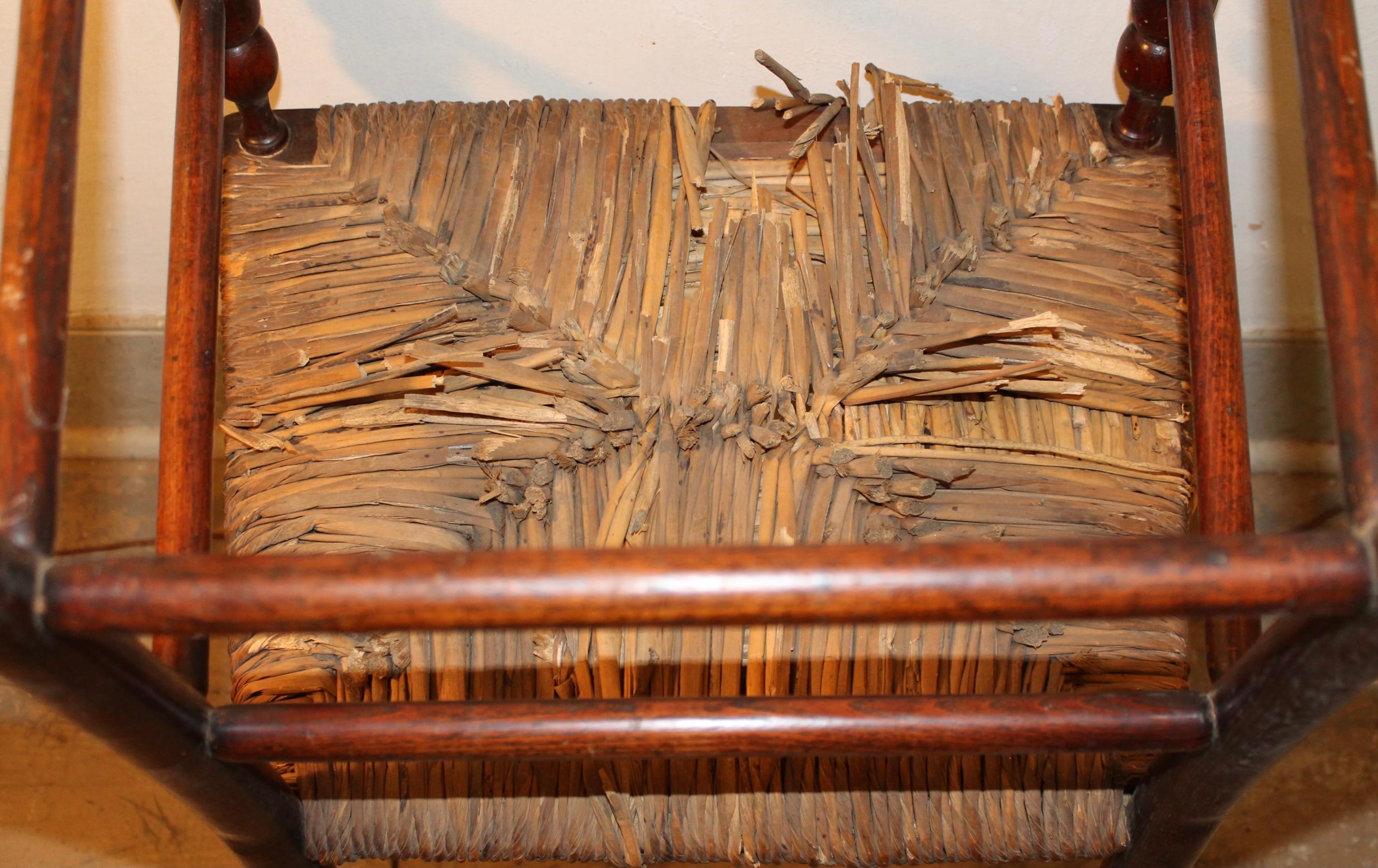 Hand-Crafted Pair William Birch Liberty & Co. Rush Seat Chairs For Sale