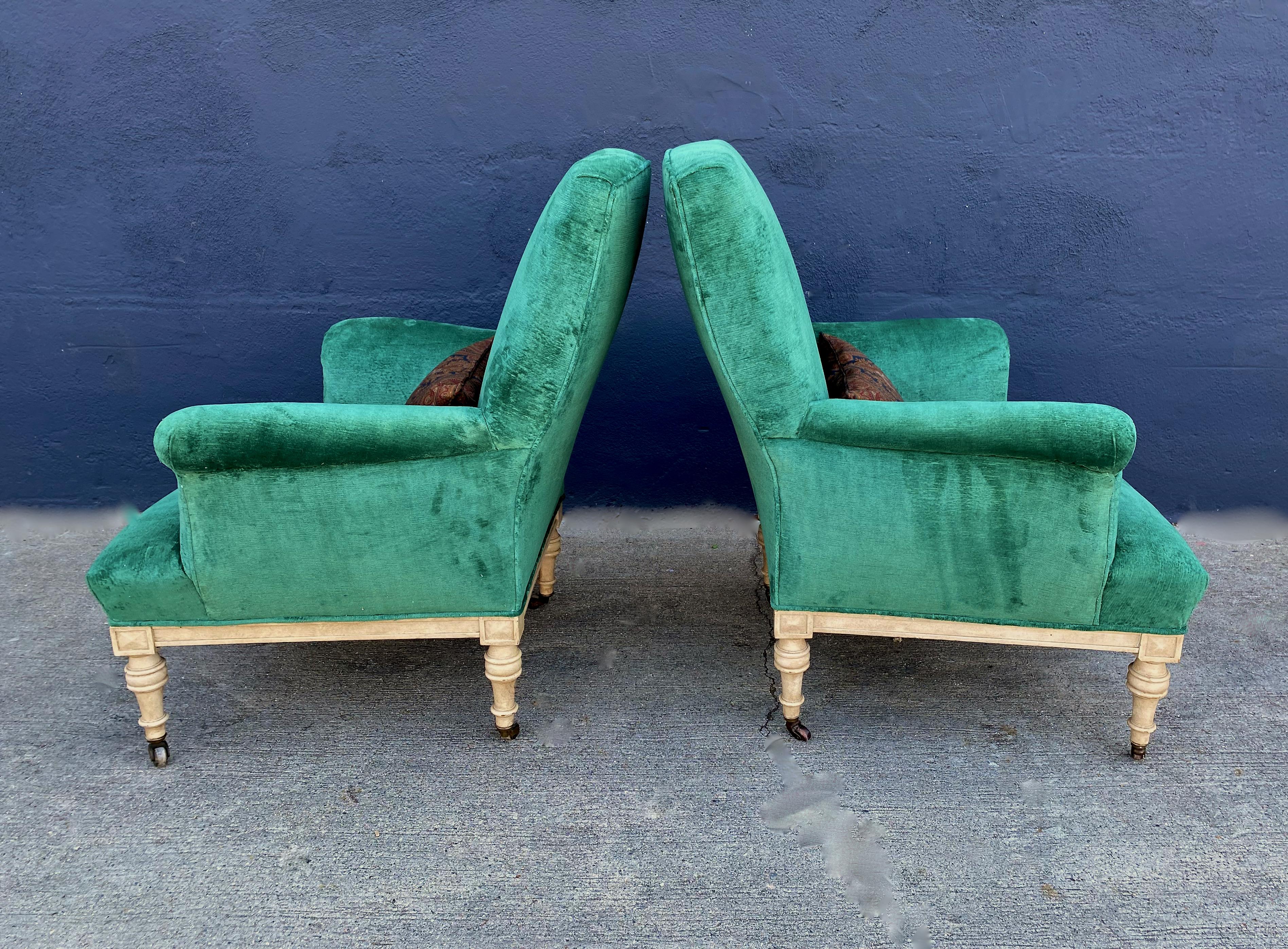 19th Century Pair William IV or Early Victorian Arm Chairs, Howard & Sons Style For Sale
