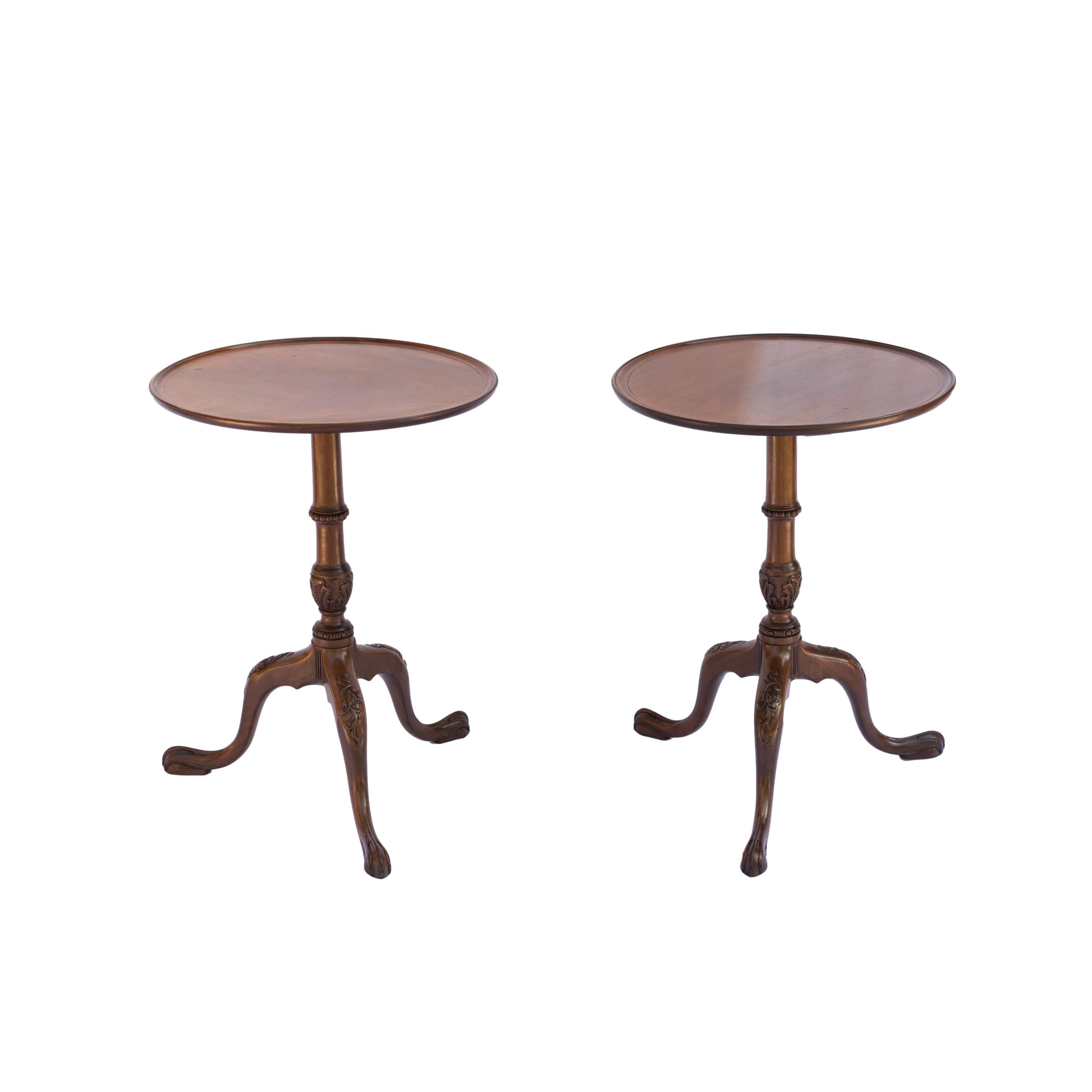 PAIR William IV Solid Mahogany Wine Tables, One Board Tops, English, ca. 1840 In Good Condition For Sale In Banner Elk, NC