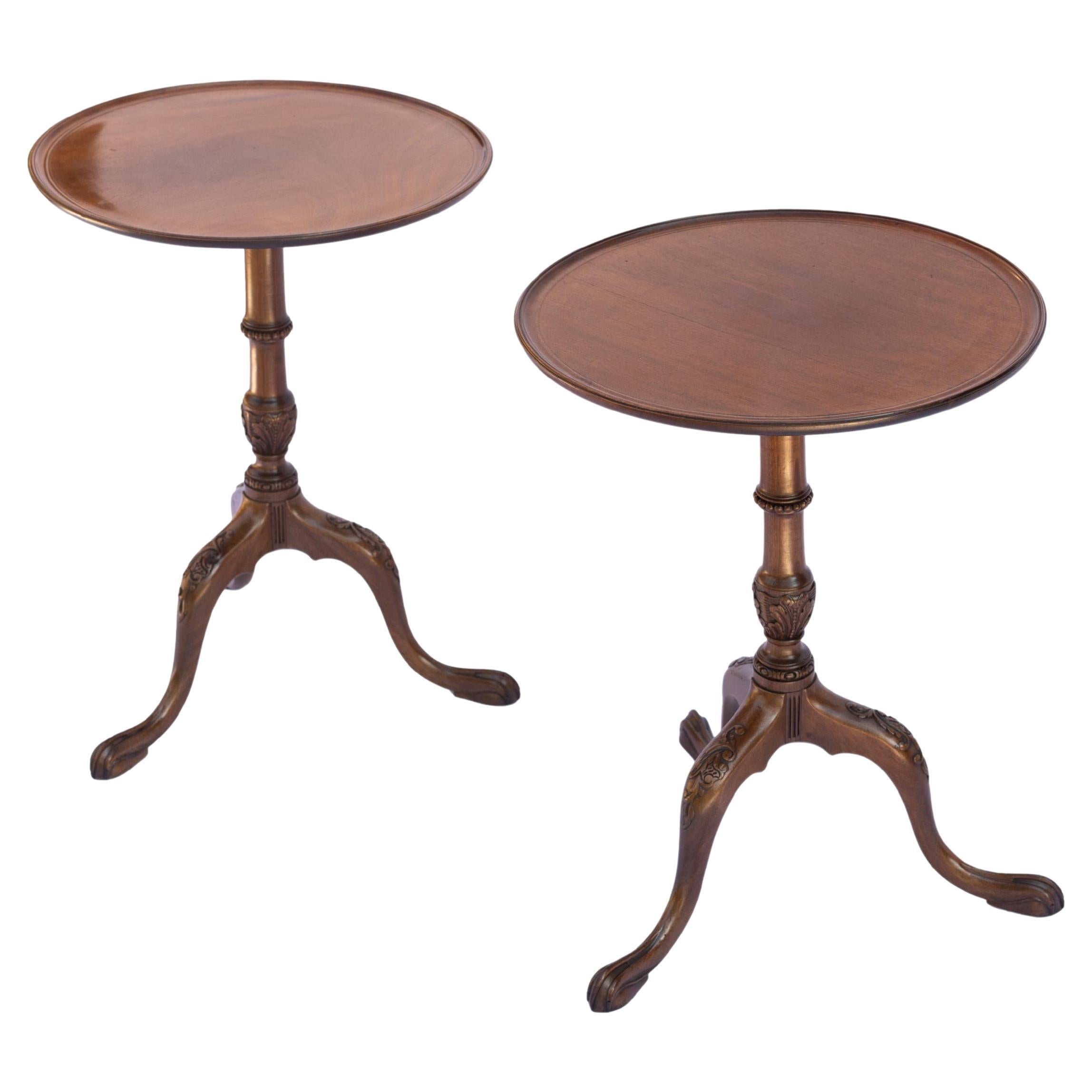 PAIR William IV Solid Mahogany Wine Tables, One Board Tops, English, ca. 1840