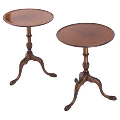 Antique PAIR William IV Solid Mahogany Wine Tables, One Board Tops, English, ca. 1840