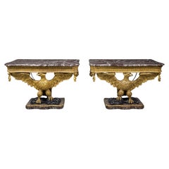 Antique Pair William Kent style Eagle Console tables, circa 1880