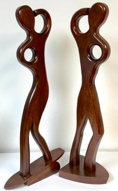 Coppia di sculture in teak di William Westenhaver per Witco - Il diportista e il surfista