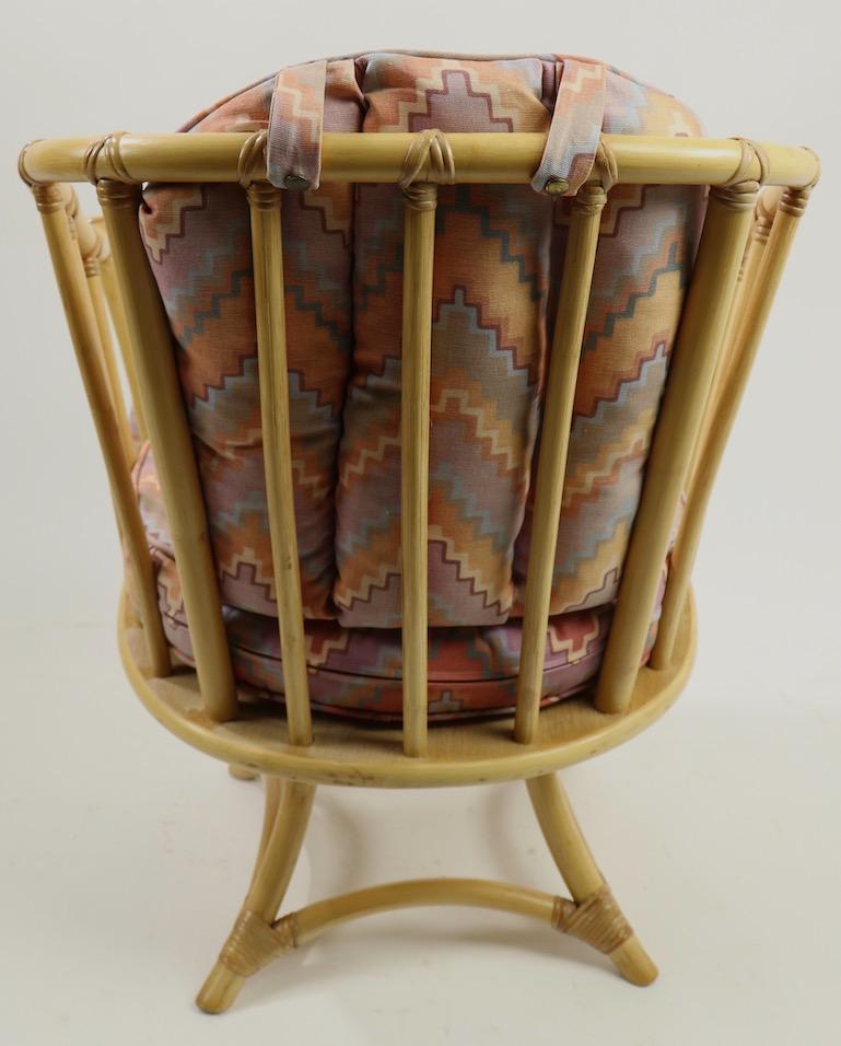 Pair of Willow and Reed Bamboo Swivel Chairs by Henry Olko For Sale 1