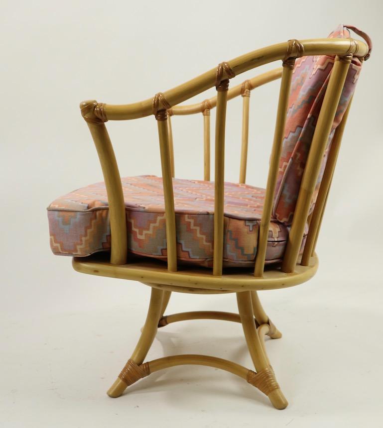 Pair of Willow and Reed Bamboo Swivel Chairs by Henry Olko For Sale 3