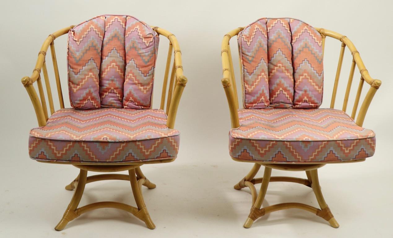 Pair of Willow and Reed Bamboo Swivel Chairs by Henry Olko For Sale 7