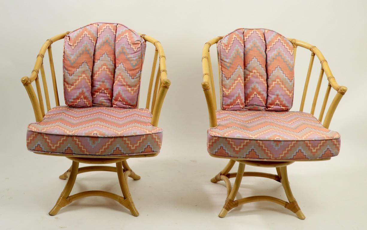 Pair of Willow and Reed Bamboo Swivel Chairs by Henry Olko For Sale 8