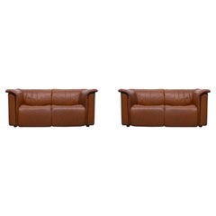 Paar Wittmann hochbarett 2-Sitzer Sofa in hellbraunem Leder