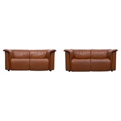 Paar Wittmann hochbarett 2-Sitzer Sofa in hellbraunem Leder