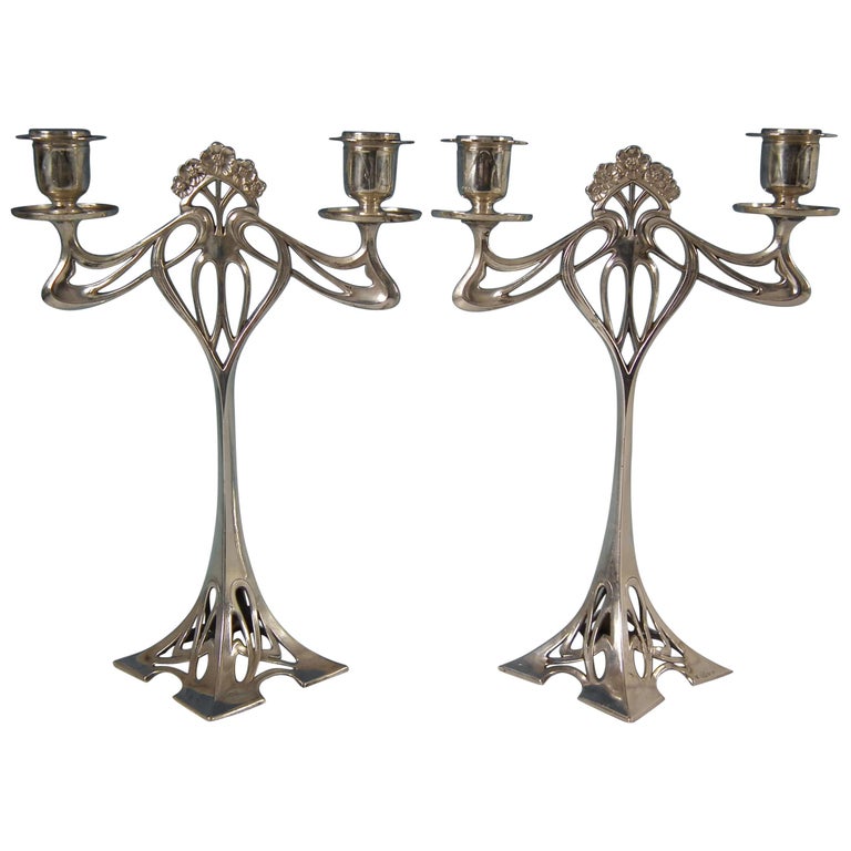 Pair of WMF Silver Plated Twin Branch Candelabra