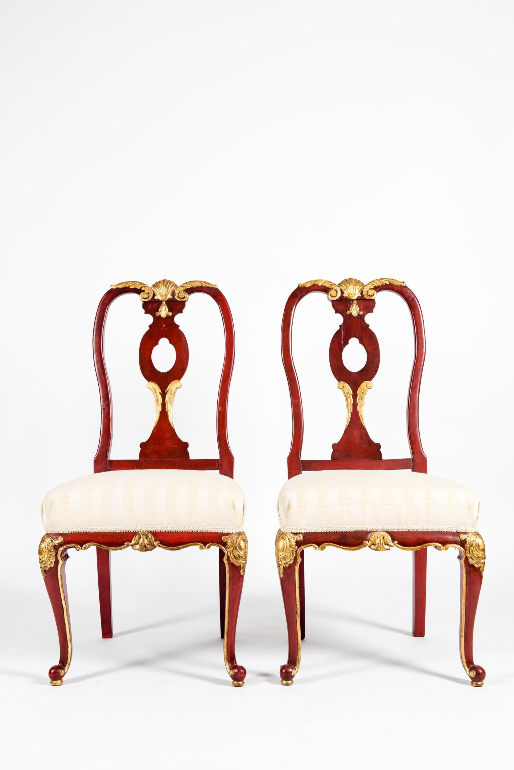 Pair Wood Framed / Gilt Design Detail Side Chairs 8