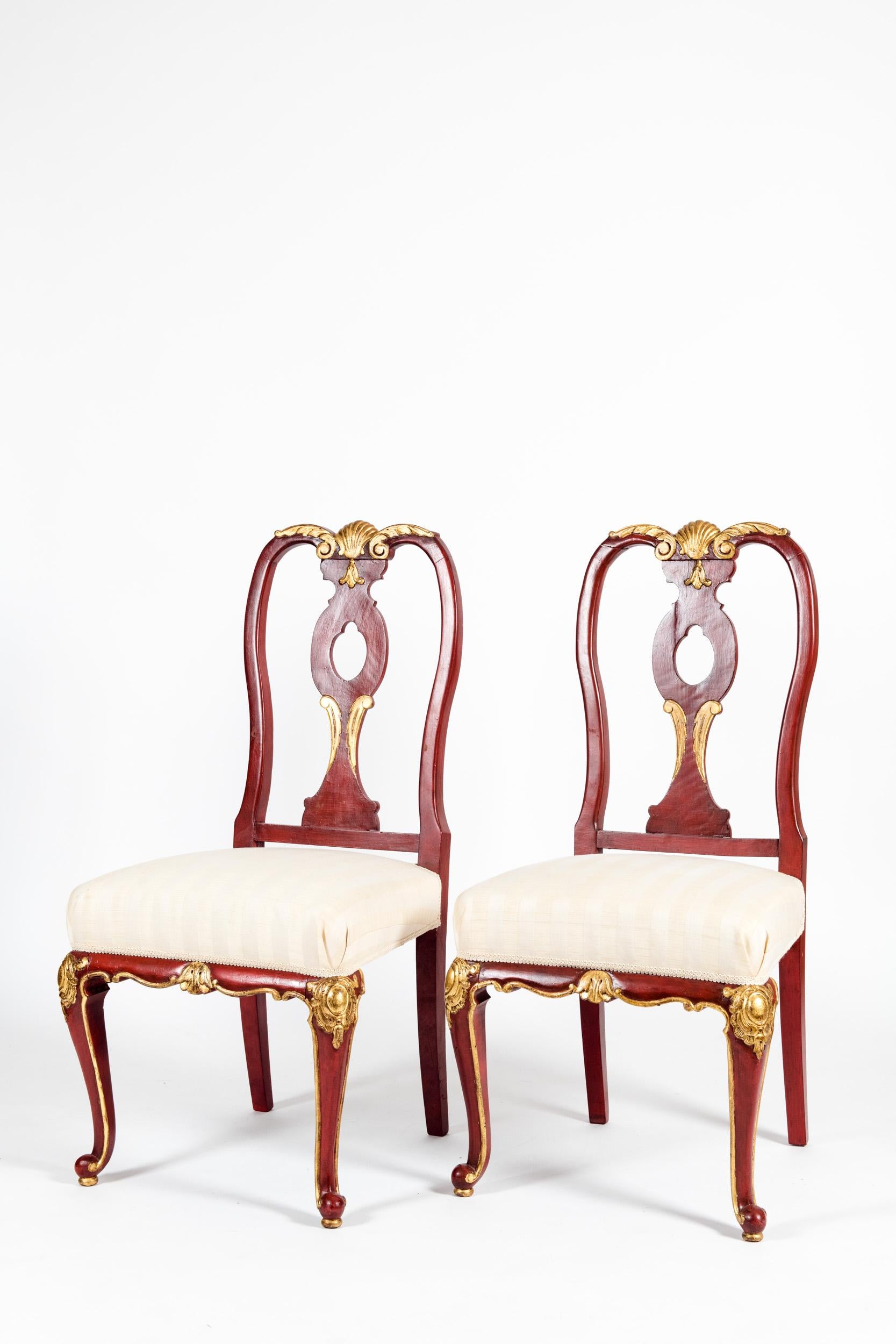 Pair Wood Framed / Gilt Design Detail Side Chairs In Excellent Condition In Tarry Town, NY