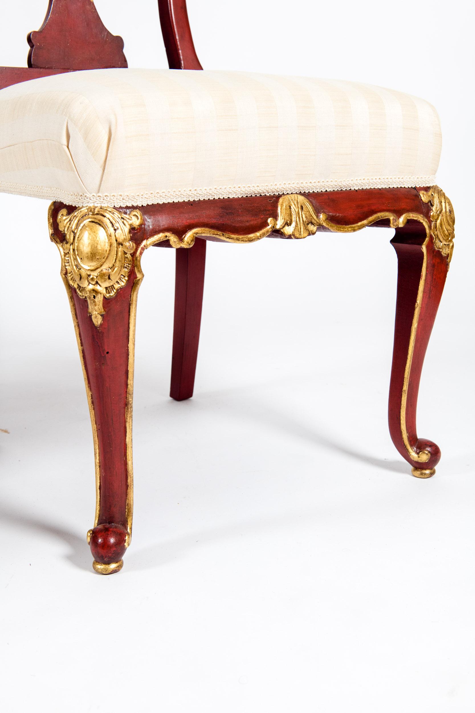 Pair Wood Framed / Gilt Design Detail Side Chairs 1