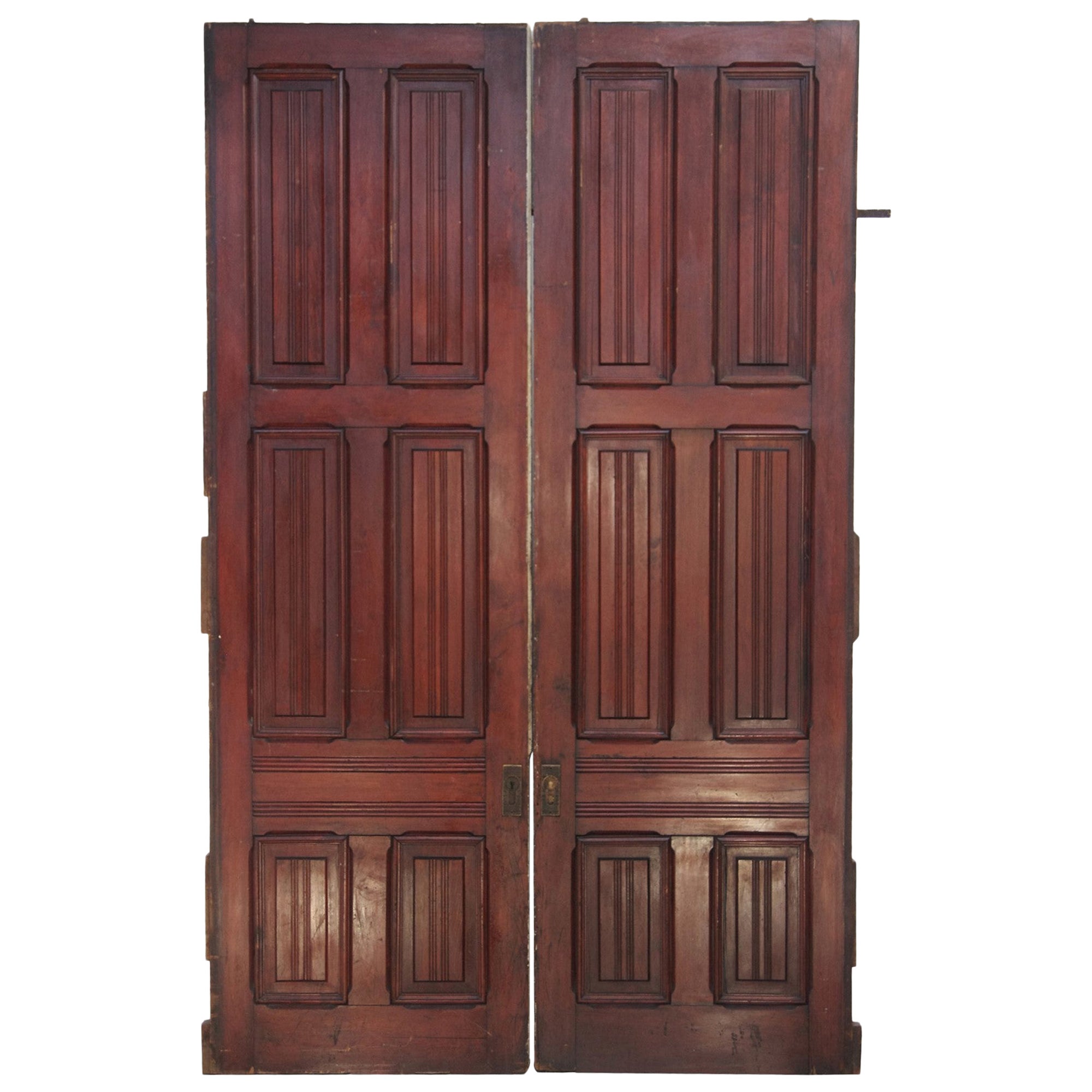 Par Puertas de Bolsillo de Madera 6 Paneles Levantados Aesthetic Movement