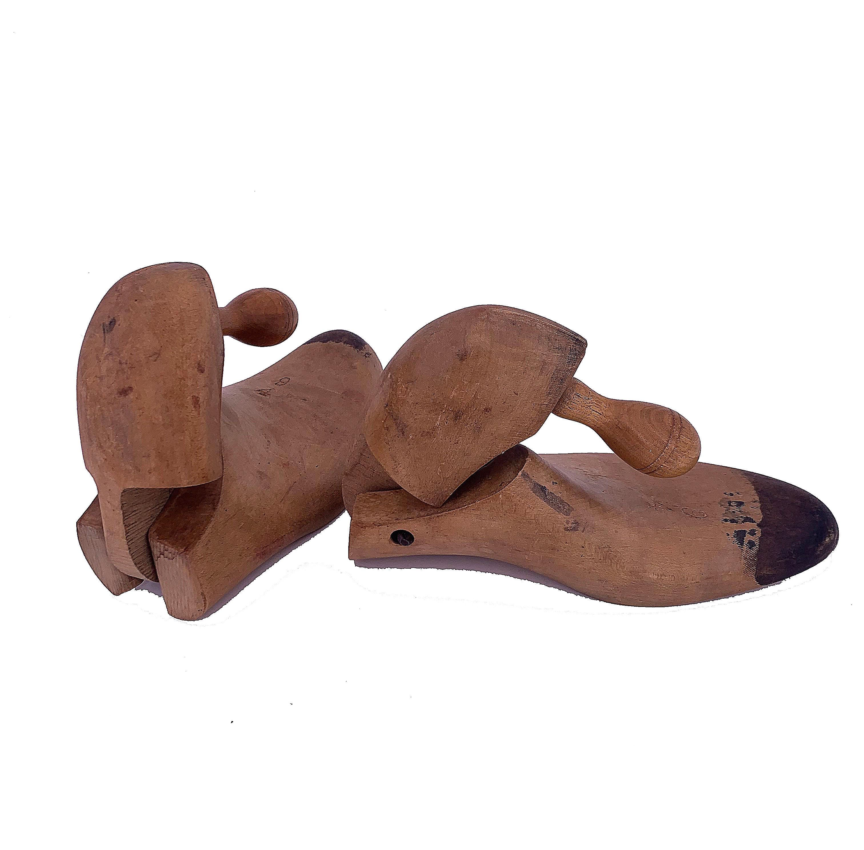 European Pair of Wood Shoe Mold For Sale