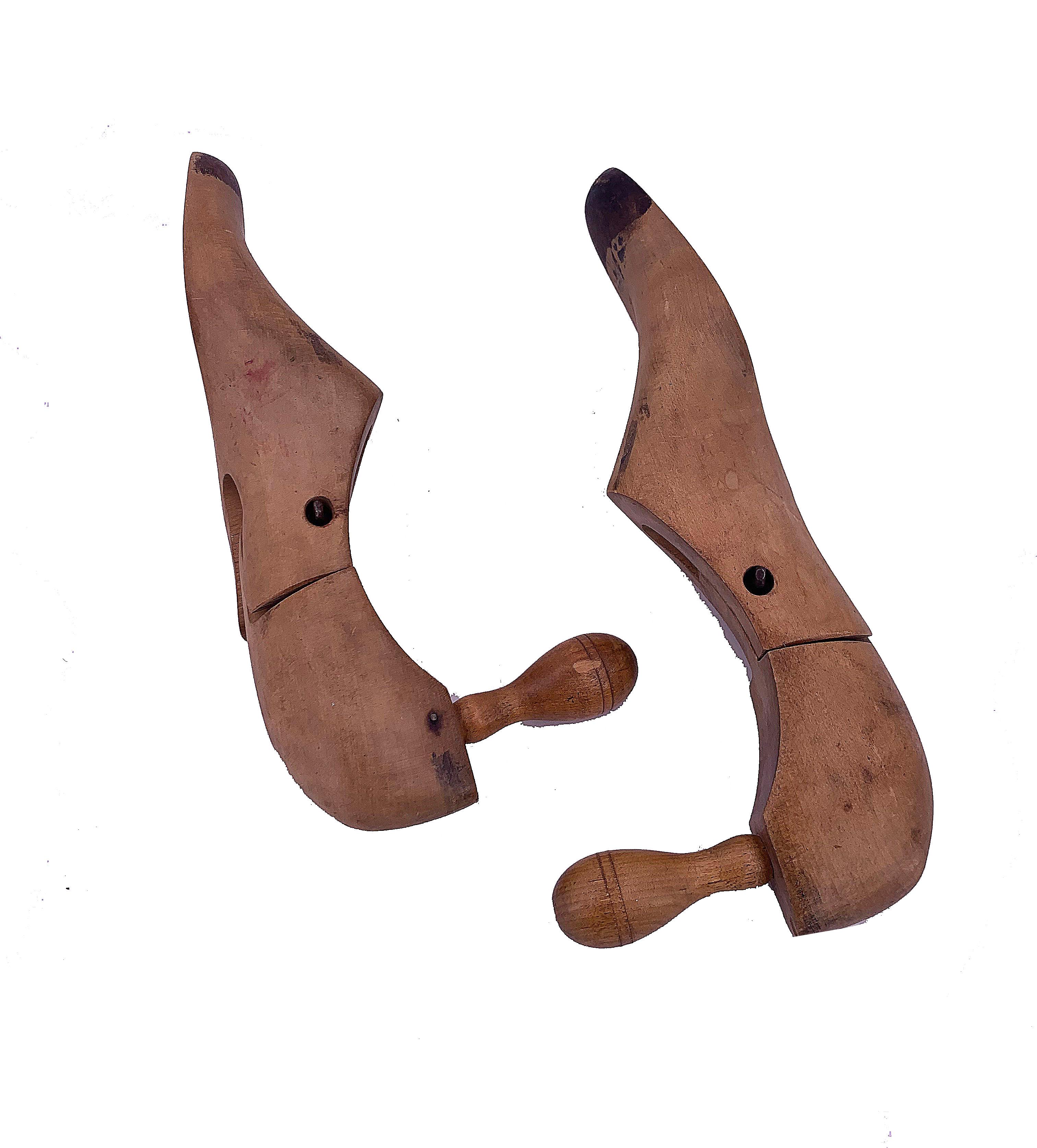 Carved Pair of Wood Shoe Mold For Sale