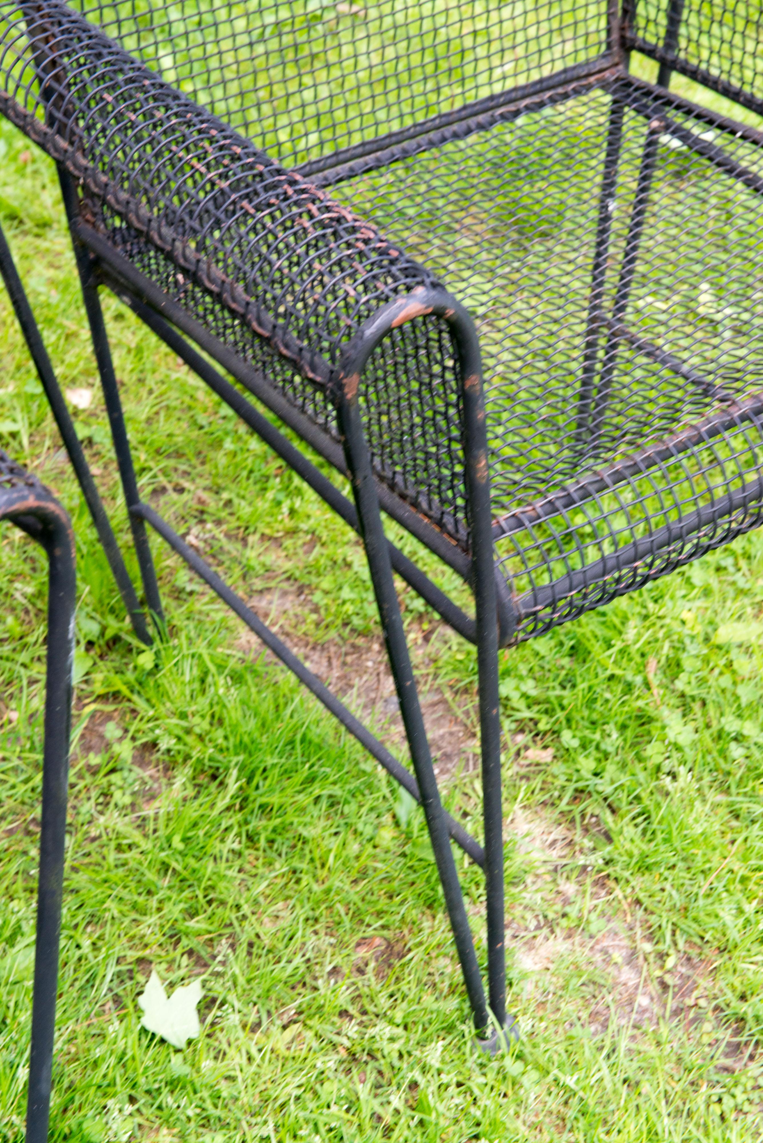 Pair Woodard Wrought Iron Canopy Garden Arm Chairs 4