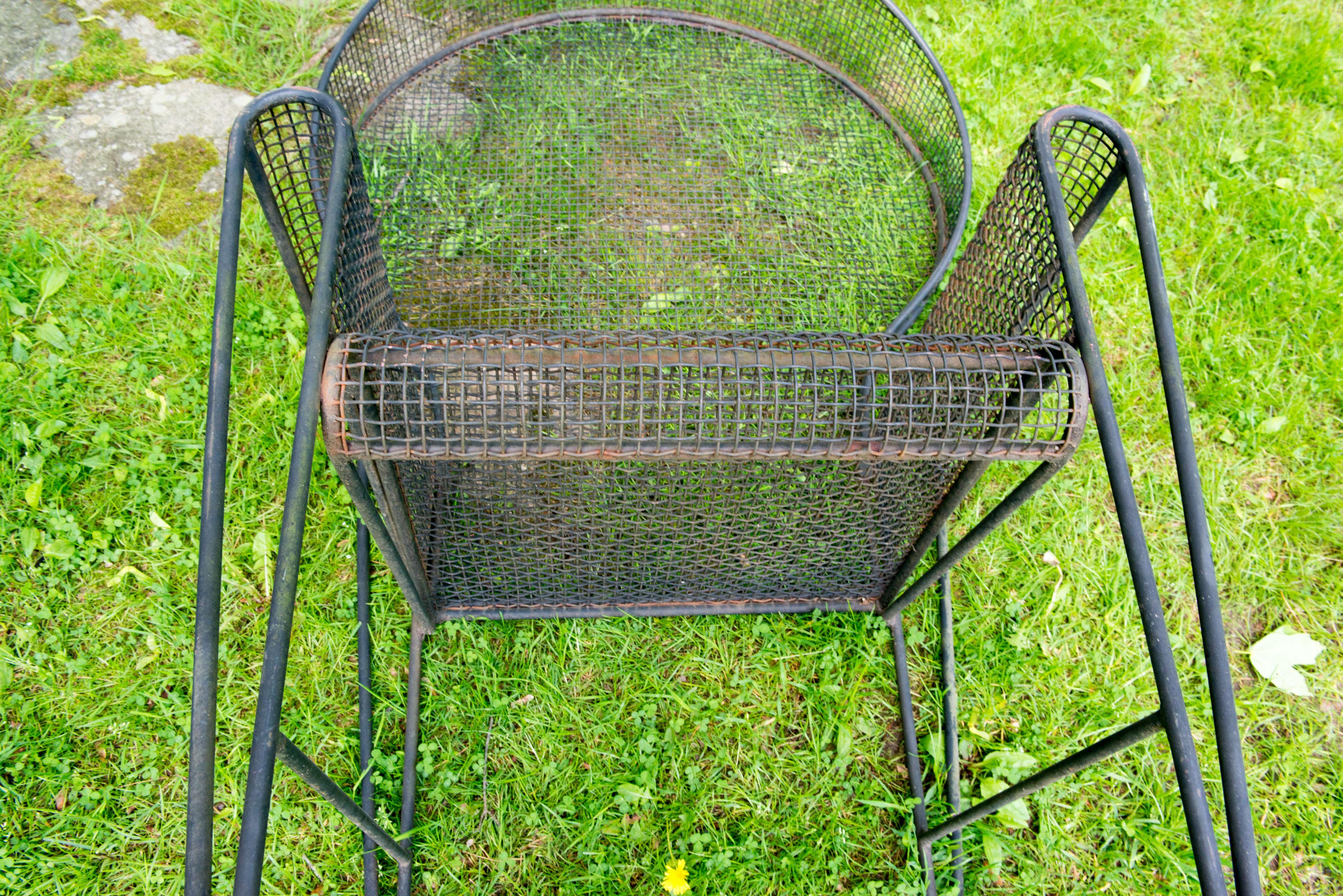 Pair Woodard Wrought Iron Canopy Garden Arm Chairs 6