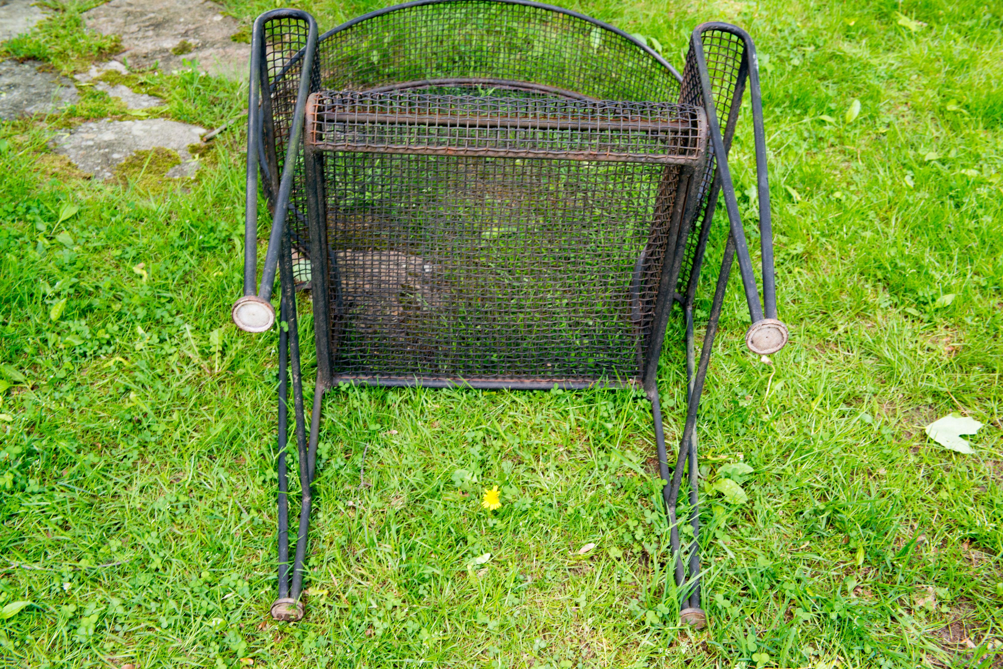 Pair Woodard Wrought Iron Canopy Garden Arm Chairs 7