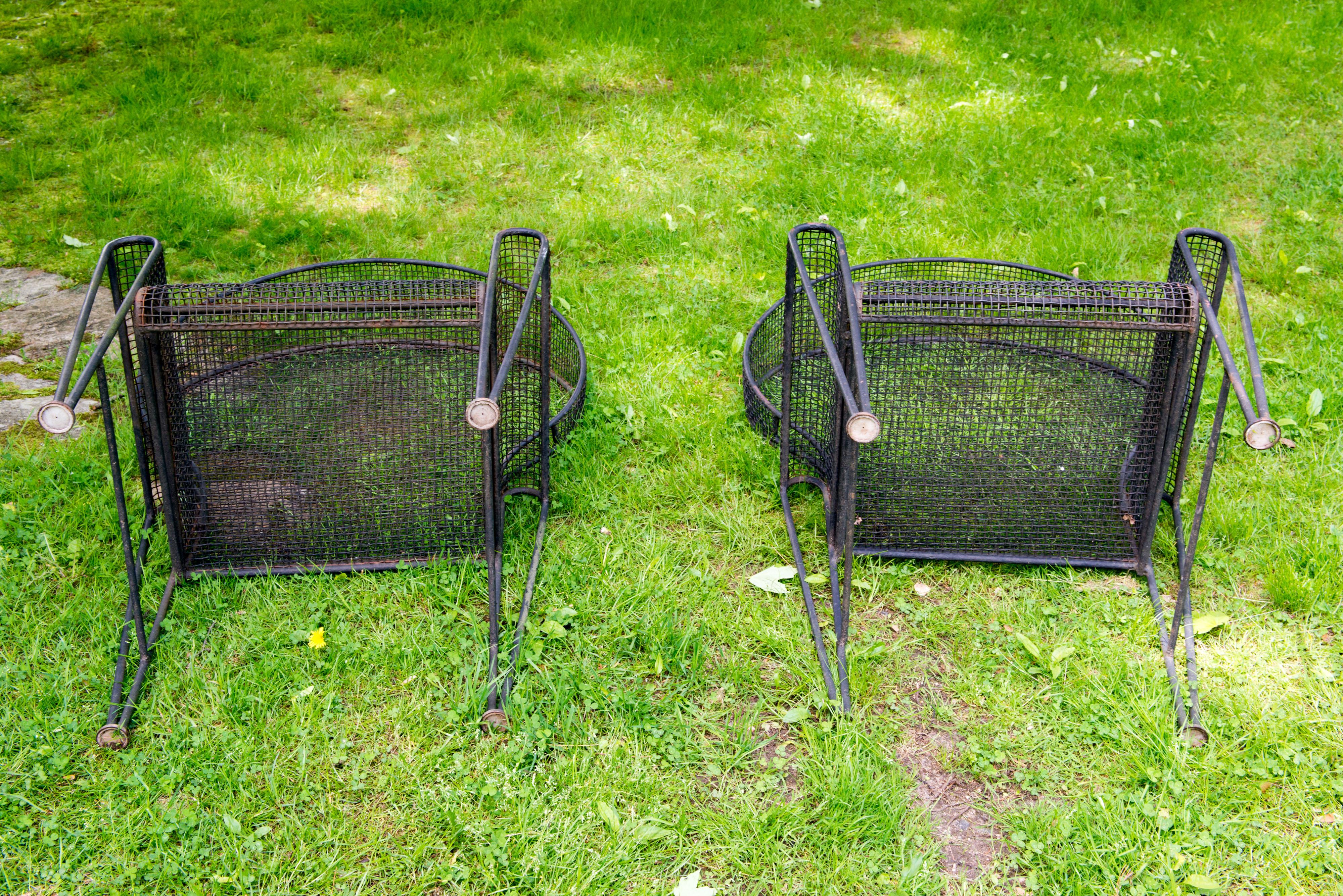 Pair Woodard Wrought Iron Canopy Garden Arm Chairs 8