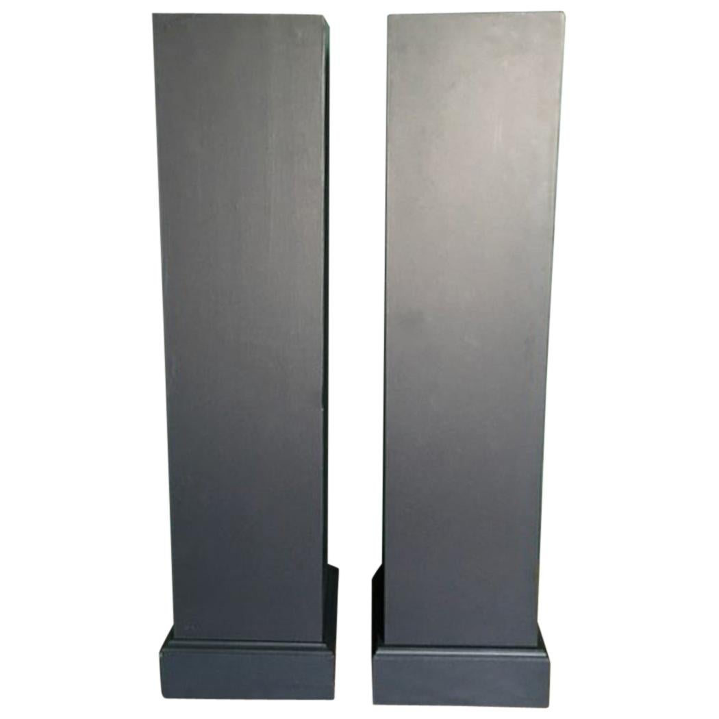 Pair of Wooden Columns in Grey For Sale