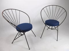 Pair Wrought Iron Chairs after Tony Paul