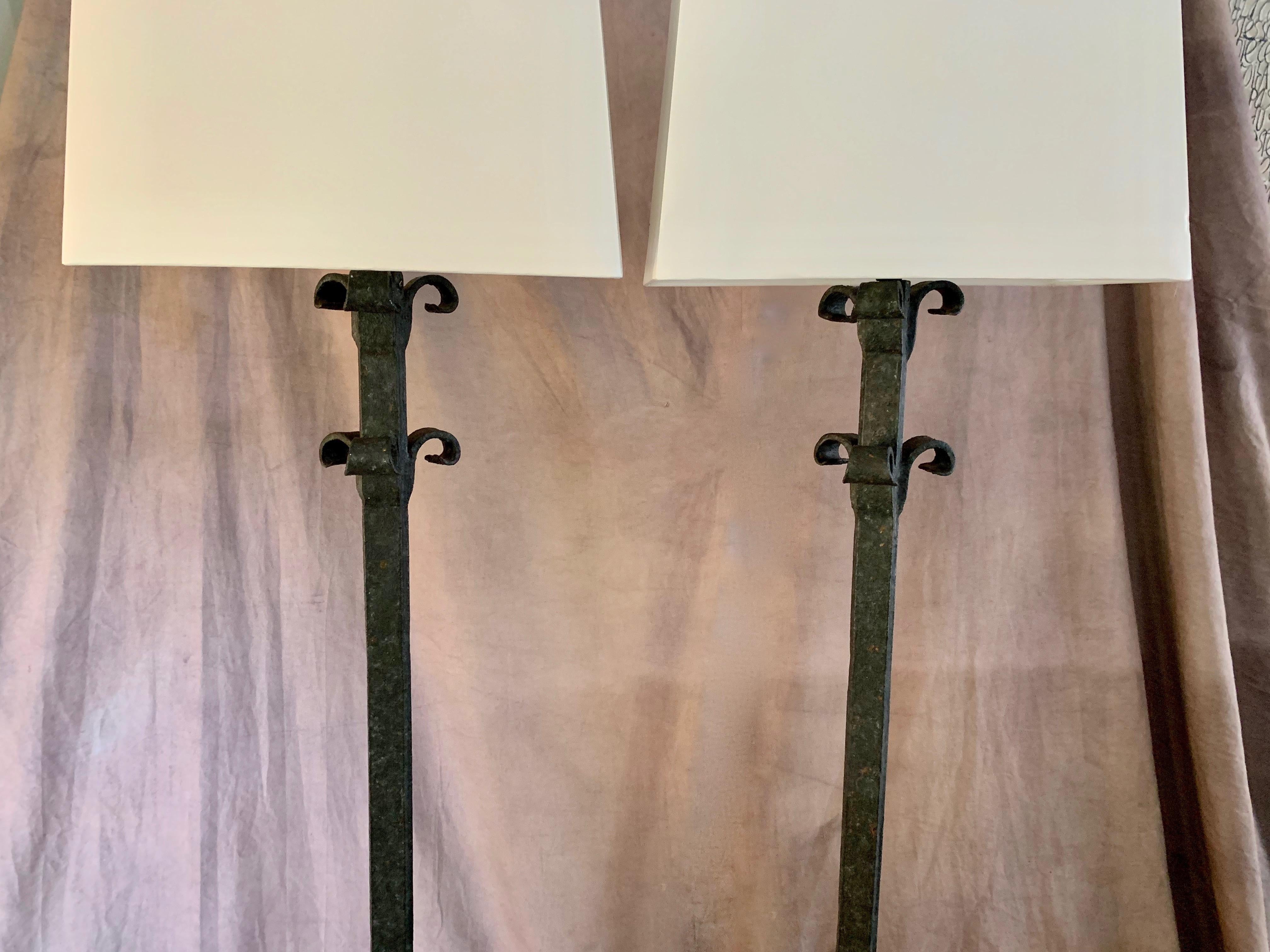 Pair of Wrought Iron Floor Lamps 5