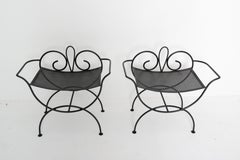 Salterini Style Wrought Iron Benches, Black, American Classical, 1940s