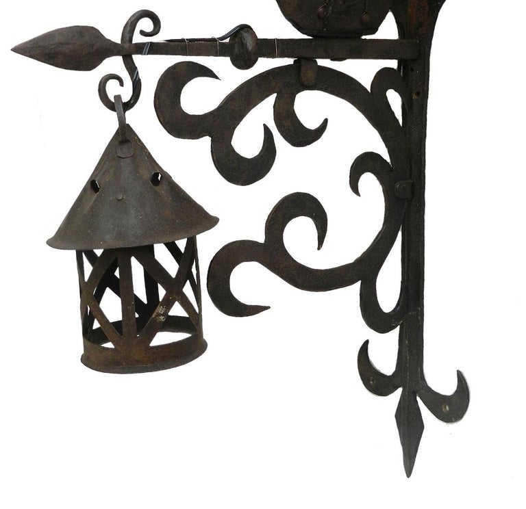 French 2 Wrought Iron Sconces Attributed to Poillerat Marine Galleon, circa 1930 For Sale