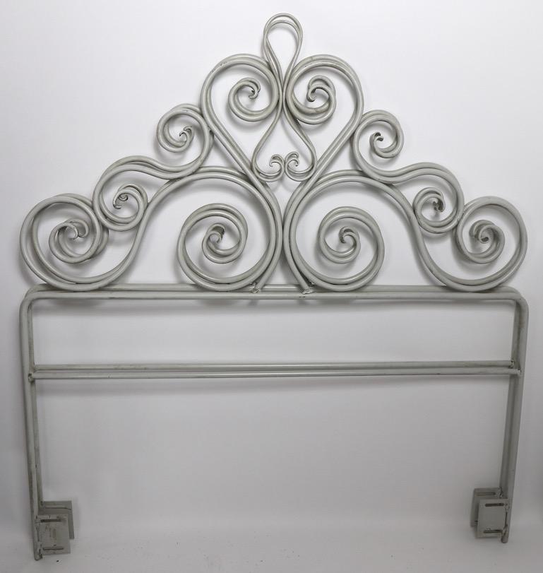 American Pair Wrought Iron Scrollwork Headboards For Sale