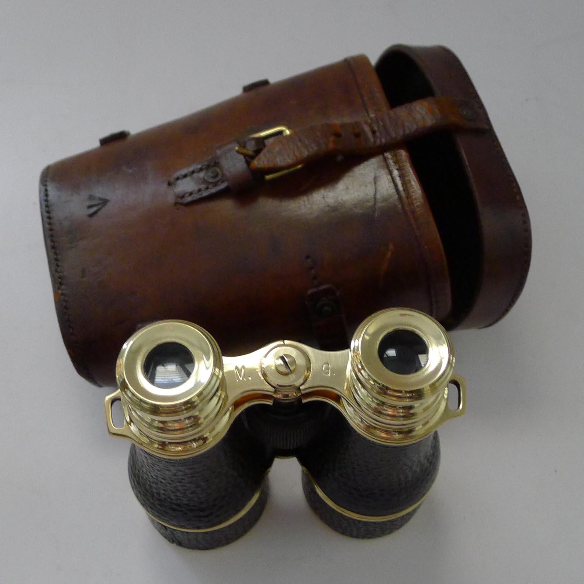 Pair WW1 Binoculars and Case, British Officer's Issue, 1916, Colmont, Paris 11