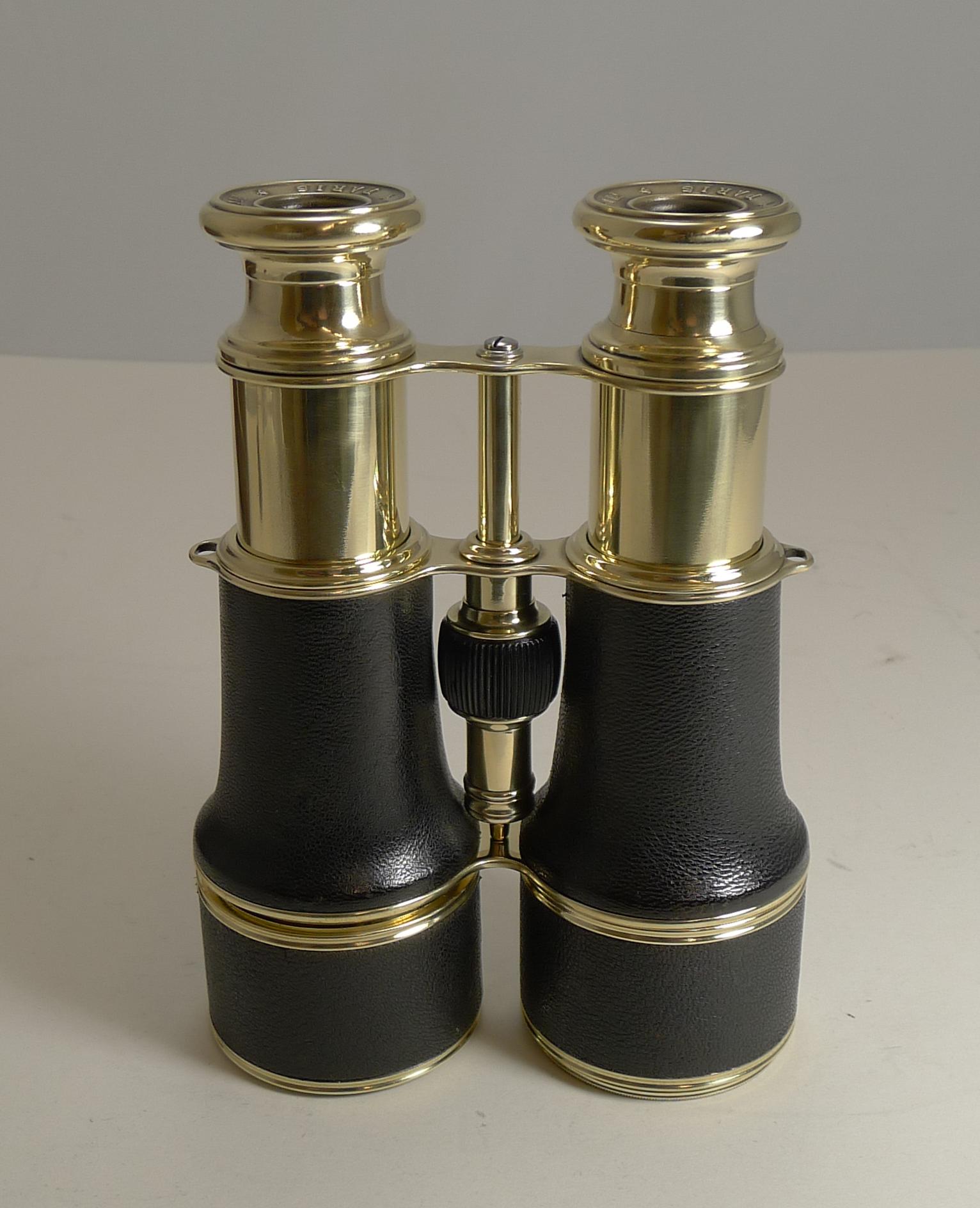 Brass Pair of WWI Binoculars and Case, British Officer's Issue, 1916, LeMaire, Paris