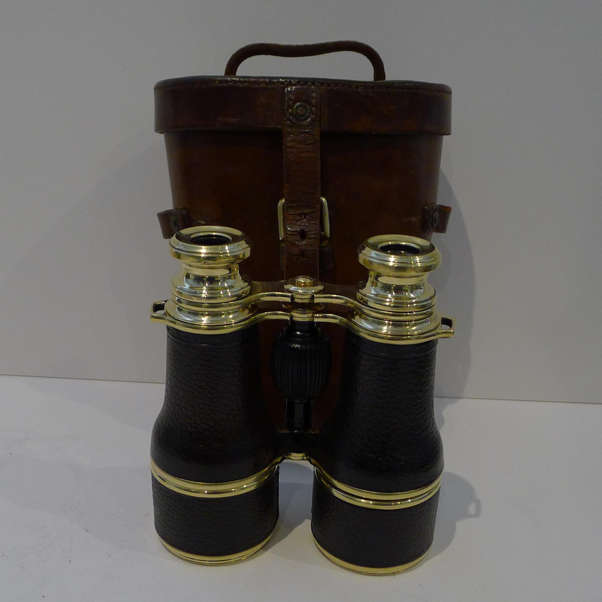 Pair WW1 Binoculars and Case, British Officer's Issue, 1918, Colmont, Paris 8