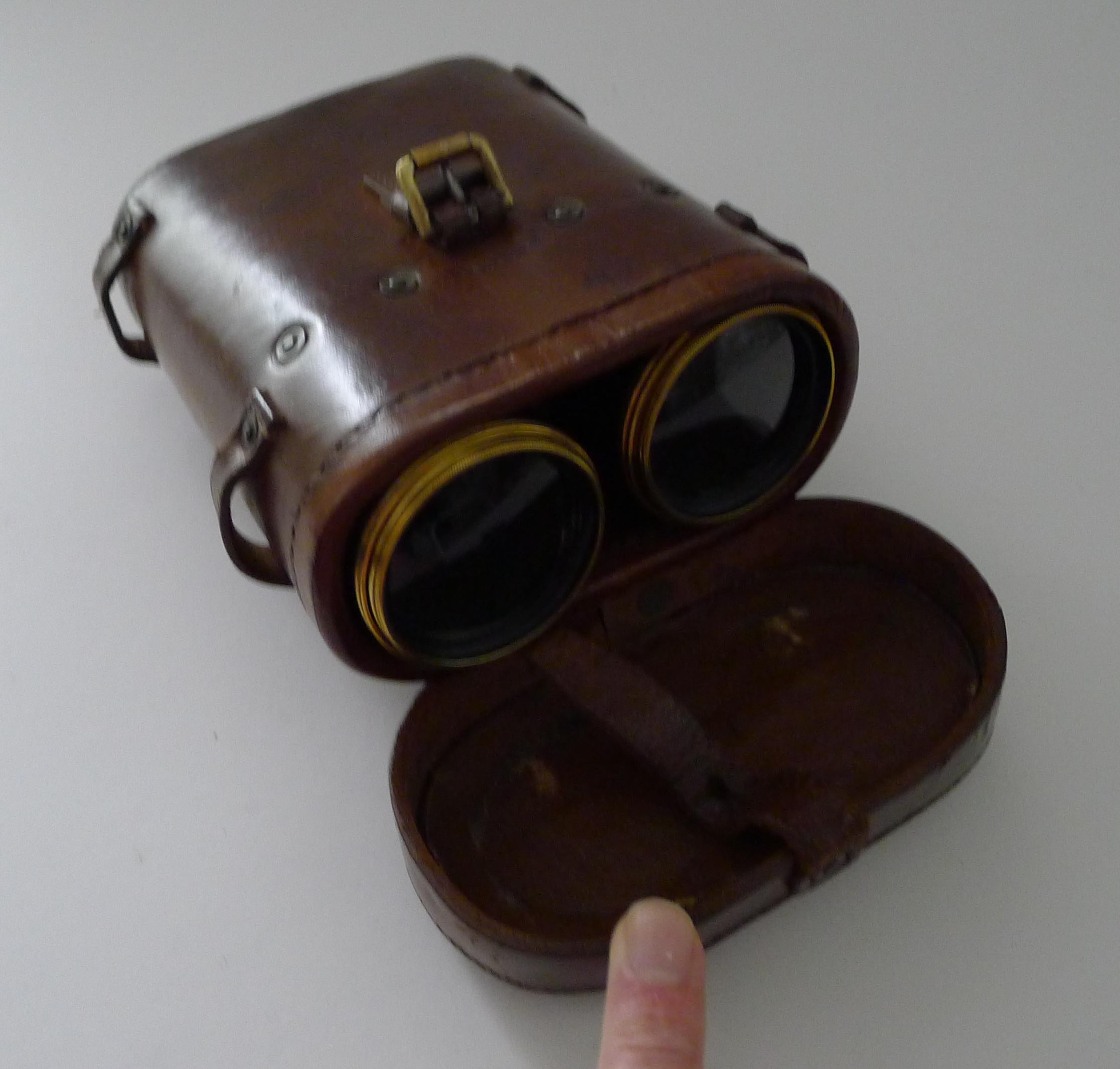 A fabulous pair of French made World War 1 British Officers Military binoculars manufactured by the creme de la creme of makers and signed on both eyepieces, LeMaire, Paris together with the famous 