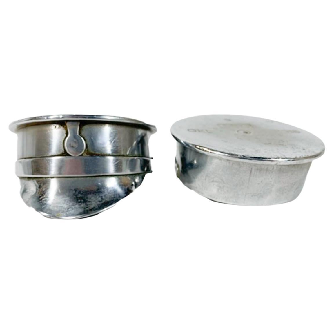 Pair WWI Artillery Shell Trench Art Ashtrays as Polished Steel Military Hats