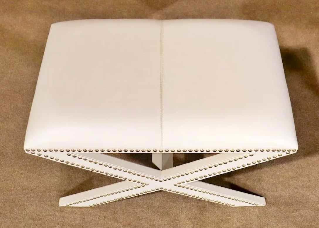 Mid-Century Modern Pair X-Frame Footstools For Sale