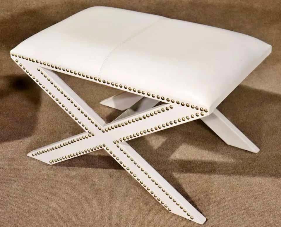 Pair X-Frame Footstools In Good Condition For Sale In Brooklyn, NY