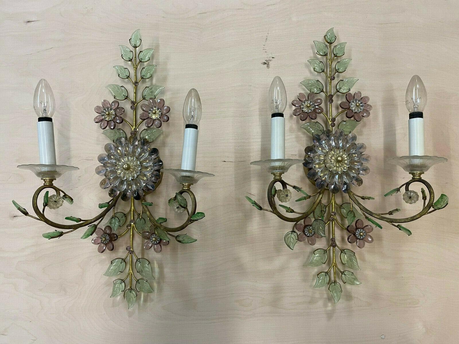Stunning Pair of Grand Scale Flower Form Wall Sconces by Palme & Walter 