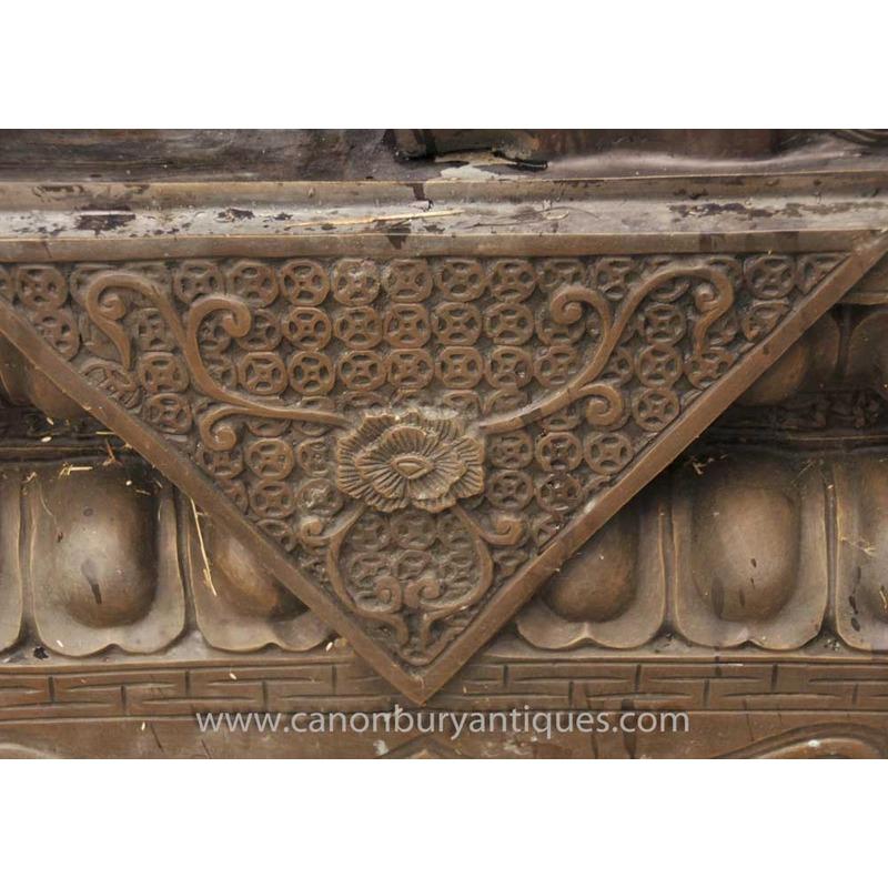 Coppia di cani cinesi in bronzo XL - Statua del tempio di Foo Keiloon Fu Cina in vendita 4