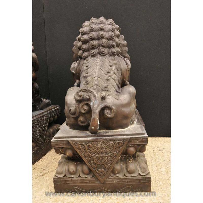 Bronzato Coppia di cani cinesi in bronzo XL - Statua del tempio di Foo Keiloon Fu Cina in vendita